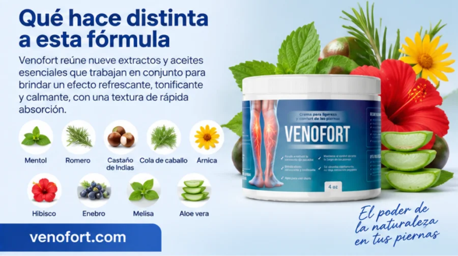 Venofort — fórmula con 9 extractos y aceites esenciales